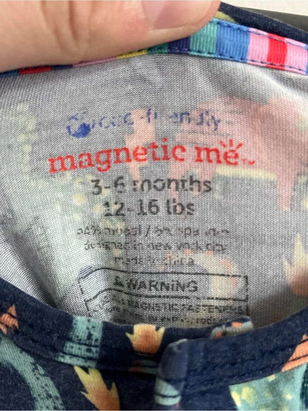 Magnetic Me Navy Dino Print Footed One-Piece size 3-6 months